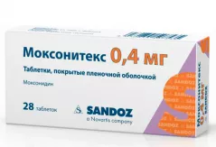 Моксонитекс 0,4мг таблетки покрытые пленочной оболочкой N28