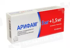 Арифам 5мг+1,5мг таблетки покрытые пленочной оболочкой с модифицированным высвобождением N30